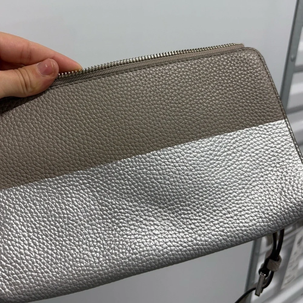 Tory Burch silver tan crossbody leather bag
